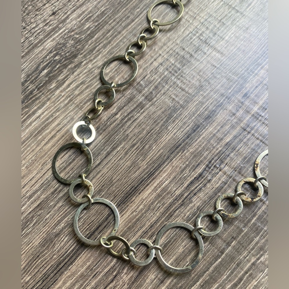 Silver and gold toned concentric circles necklace